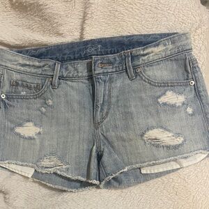 LOFT Light Blue Distressed Denim Cutoff Shorts